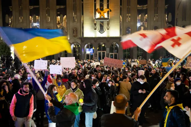 Protests in Tblisi in support of Ukraine