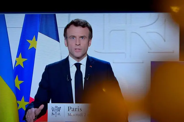 President Emmanuel Macron addressing France on TV