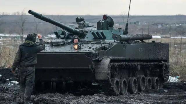 Russian forces in a cross country driving exercise at Kadamovsky Range