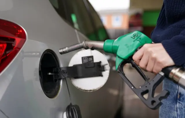 Petrol pump at a petrol station.