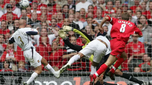 Steven Gerrard scores in the 2006 FA Cup final