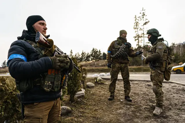 Ukrainian troops at a checkpoint