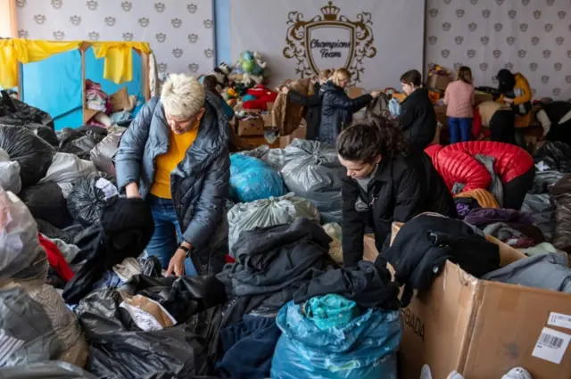 Humanitarian aid point in Lviv, Ukraine