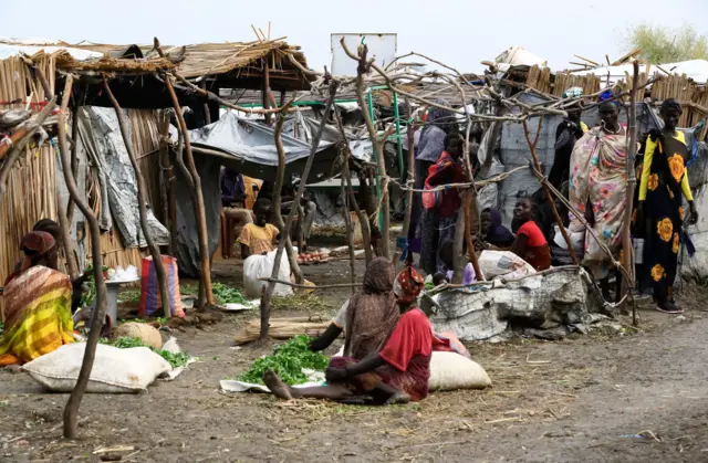 South Sudanese refugees in a camp