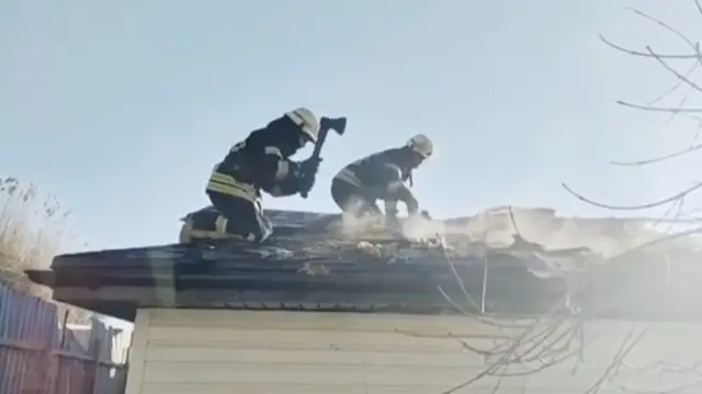 Firefighters working in Odesa