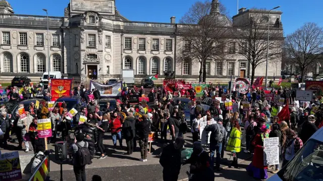 Hundreds of people gathered in the Welsh capital to protest against racism in society