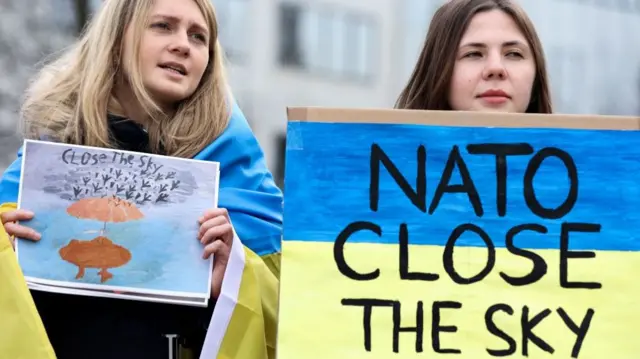 Protesters outside the Nato headquarters in Brussels last week