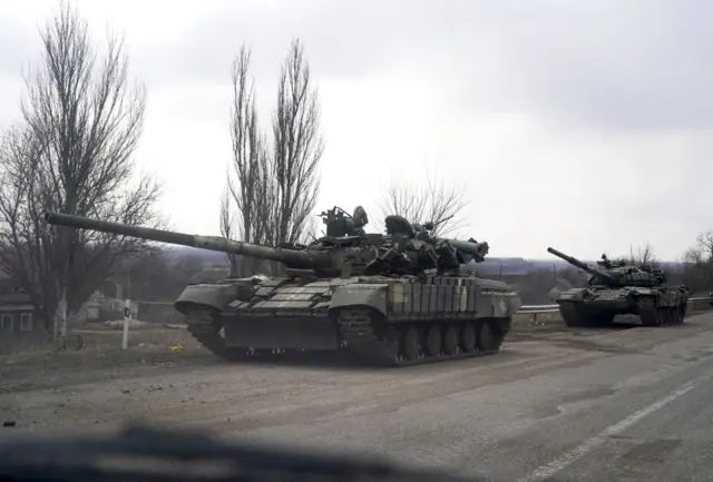 Pro-Russian separatist tanks