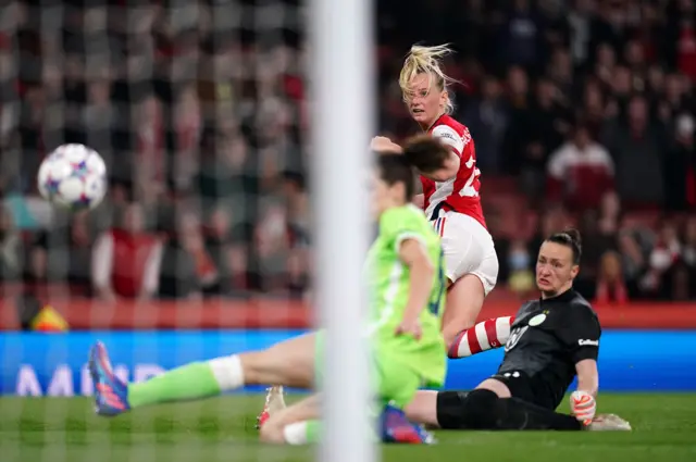 Stina Blackstenius scores a goal which is ruled offside