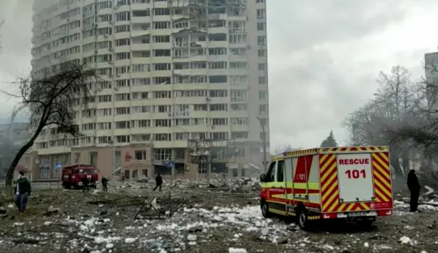 Bomb damage in Chernihiv, 3 March