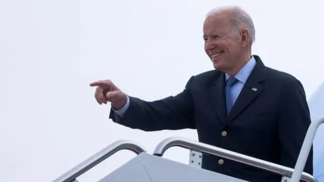 Joe Biden boards Air Force One at Joint Base Andrews in Maryland en route to Brussels, Belgium,