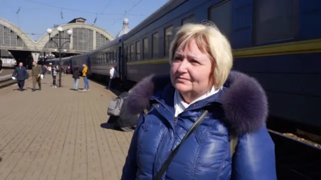 History teacher Olga at Lviv station