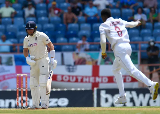 Alzarri Joseph celebrates wicket