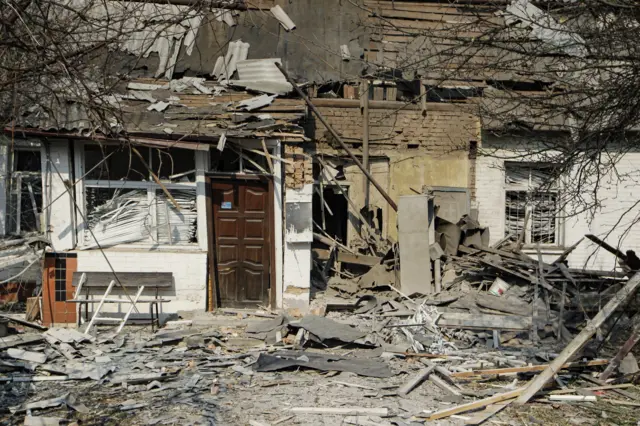 Half-destroyed house is seen as a result of shelling by the Russian troops, Kyiv, capital of Ukraine