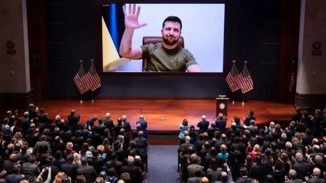 President Zelensky in front of members of the US Congress