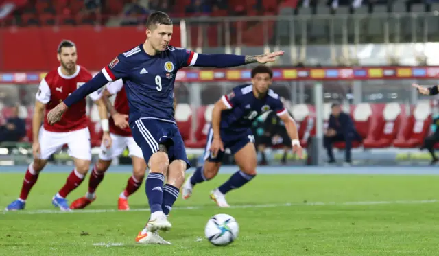 Lyndon Dykes scored the only goal from the penalty spot as Scotland won in Vienna last September