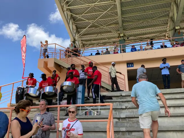 Steel band at West Indies v England Test in Grenada