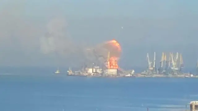 A fire said to be at the Ukrainian port of Berdyansk