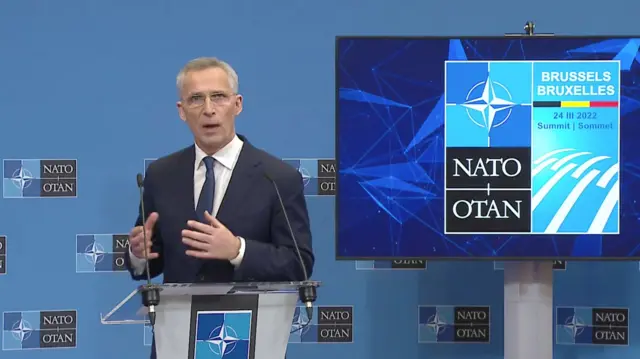 Jens Stoltenberg at press conference