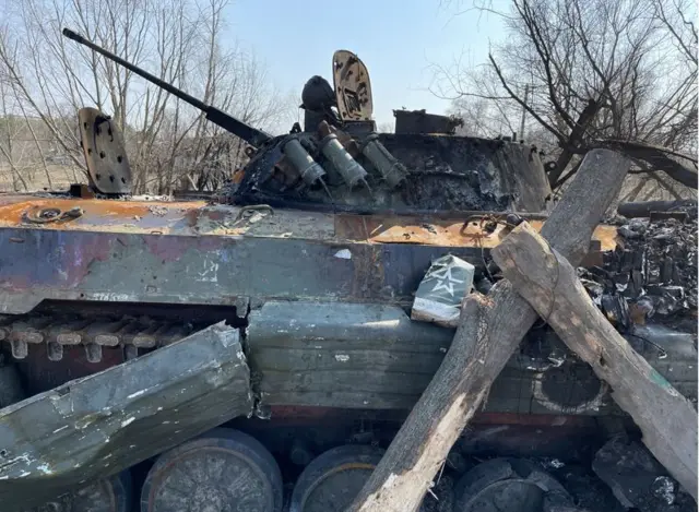 Damaged Russian armour