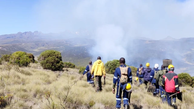 Firefighters on Mount Kenya - March 2022