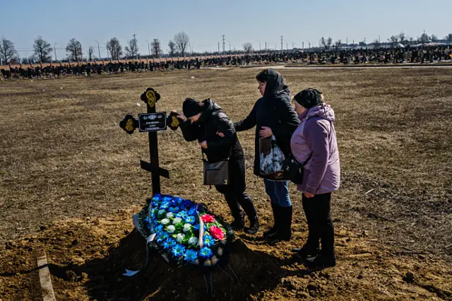 Friends and family attend the funeral for Boris Romantschenko, in Kharkiv