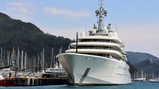 The Eclipse - a yacht belonging to a sanctioned Russian oligarch, docked in Marmaris, Turkey, 22 Mar 2022