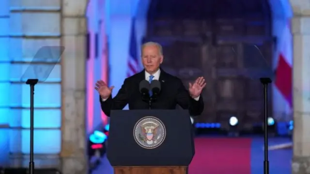 Joe Biden gives speech in Warsaw