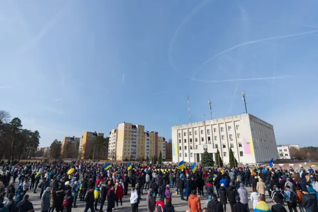 Protesters in Slavutych