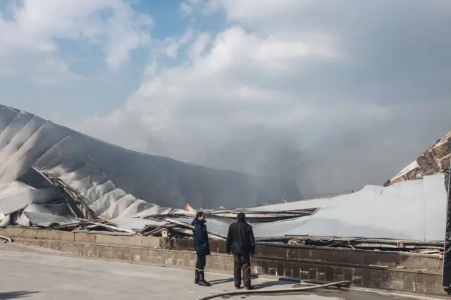 Destroyed factory near Kyiv