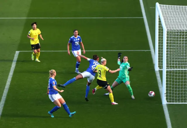 Beth England scores for Chelsea v Leicester