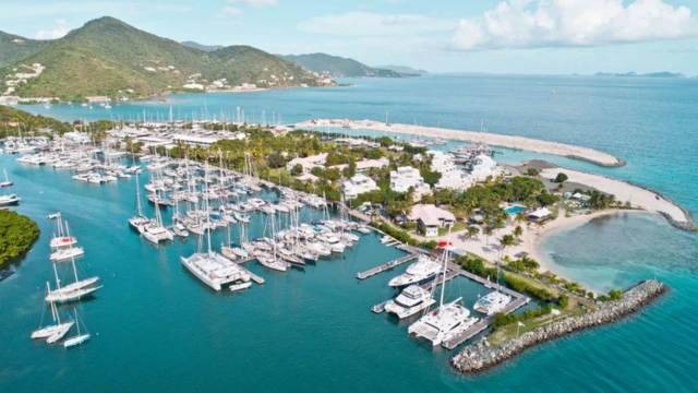 An aerial view of the British Virgin Islands