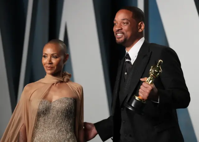 Will Smith and Jada Pinkett Smith arrive at the Vanity Fair Oscar party