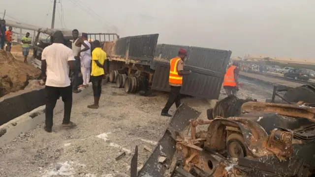 The scene of the explosion in Lagos