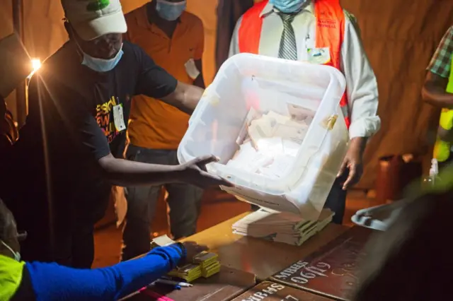 Vote counting at a polling station , in Mbizo township, Kwekwe, on March 26, 2022