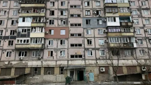 Buildings shelled by Russian forces in Mariupol