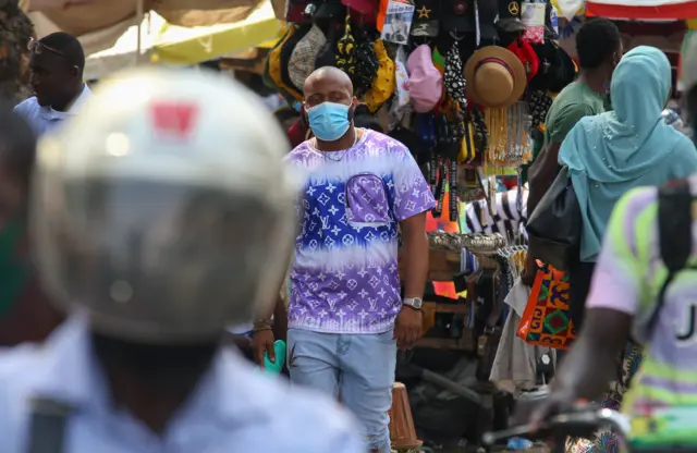 A view from the city of Accra as people wear face masks amid the coronavirus (COVID-19) in Accra, Ghana on December 17, 2020.