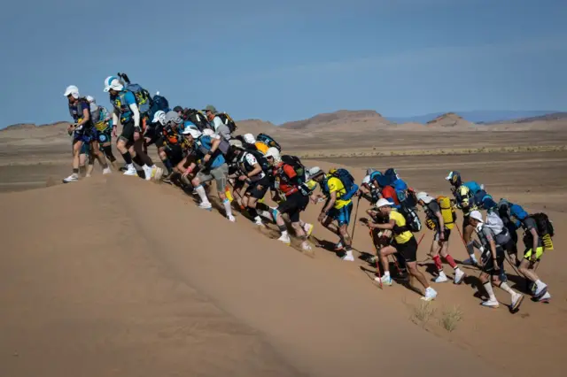 Runners competing in the Marathon des Sables in Morocco.