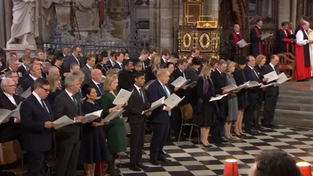 The service was attended by European royals and Prime Minister Boris Johnson who was seen in the front row with his cabinet