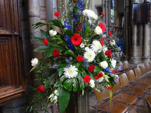 Flowers for memorial service at Westminster Abbey