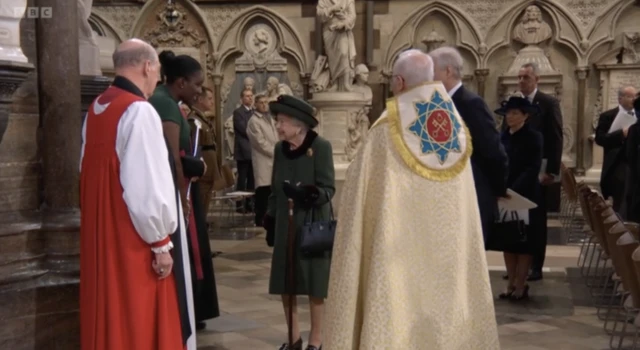 Queen leaving the abbey