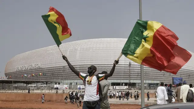 A Senegal fan at the Abdoulaye Wade Stadium