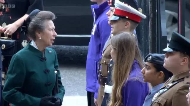 Princess Anne arrives at service