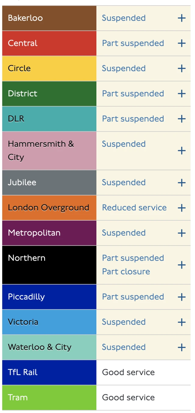 TfL STATUS UPDATE