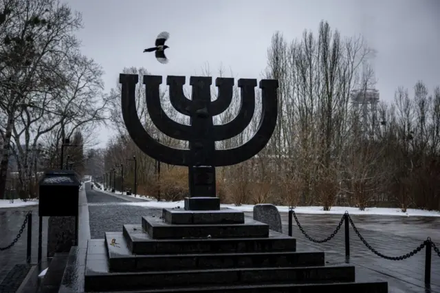 The Babyn Yar Holocaust memorial in Kyiv, pictured on Wednesday