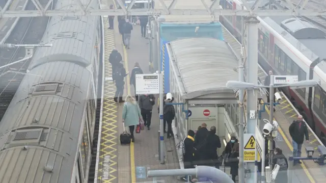 Commuters at Stratford station in east London during the strike