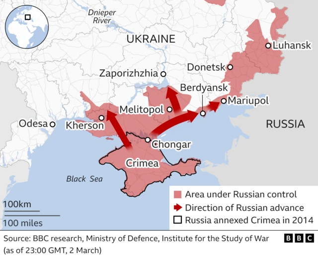 Map of southern Ukraine