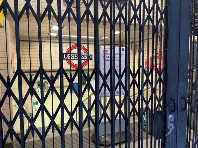 A sign at Paddington Station in London during the strike