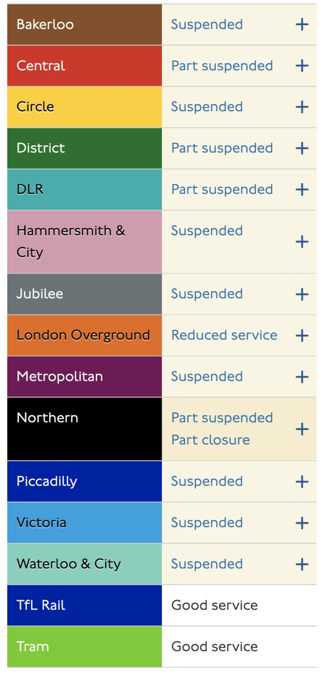 TfL STATUS board
