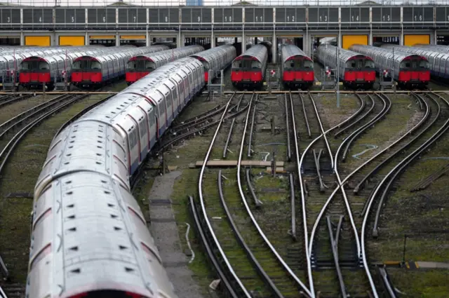 Trains at depot